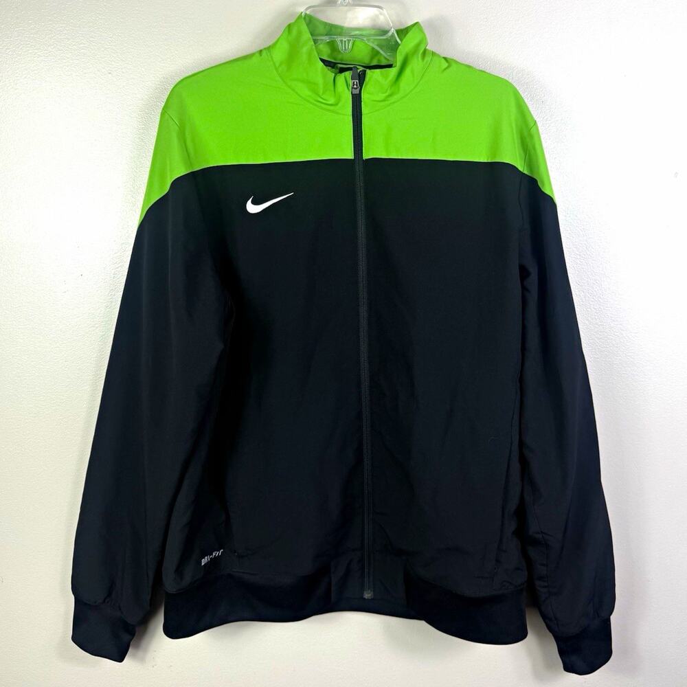 Nike Dri-FIT Men's Track Jacket Colorblock Green/Black Full Zip Knit L